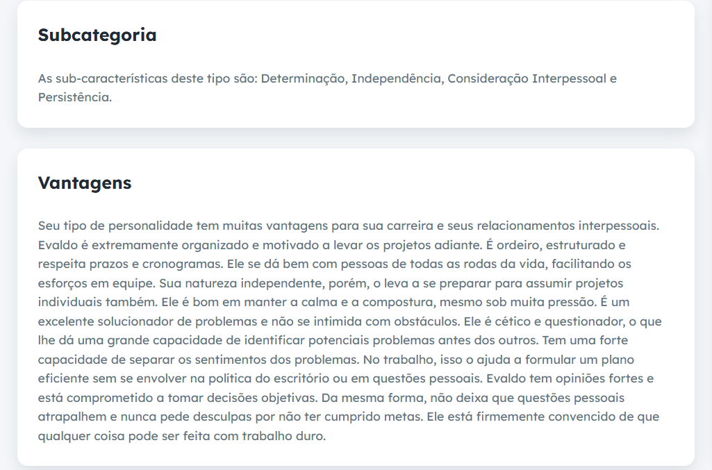 Vantagens e subcaracterísticas descritas no relatório.